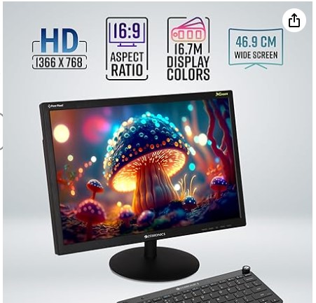 ZEBRONICS Zeb-V19Hd 18.5 Inch (46.99 Cm) Led Monitor with Supporting Hdmi, Vga Input, Hd 1366 X 768 Pixels, 16.7M Colors,